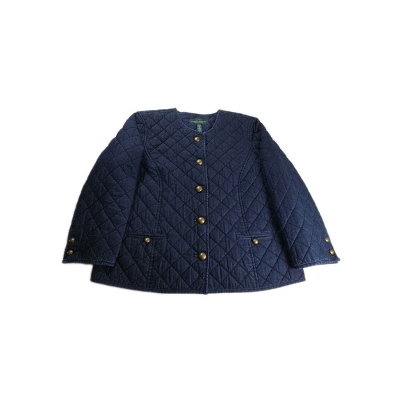 Lauren Ralph Lauren Jackets & Blazers - VTG Lauren Ralph Lauren Jeans Jacket Womens Size L Quilted Collar BUTTON